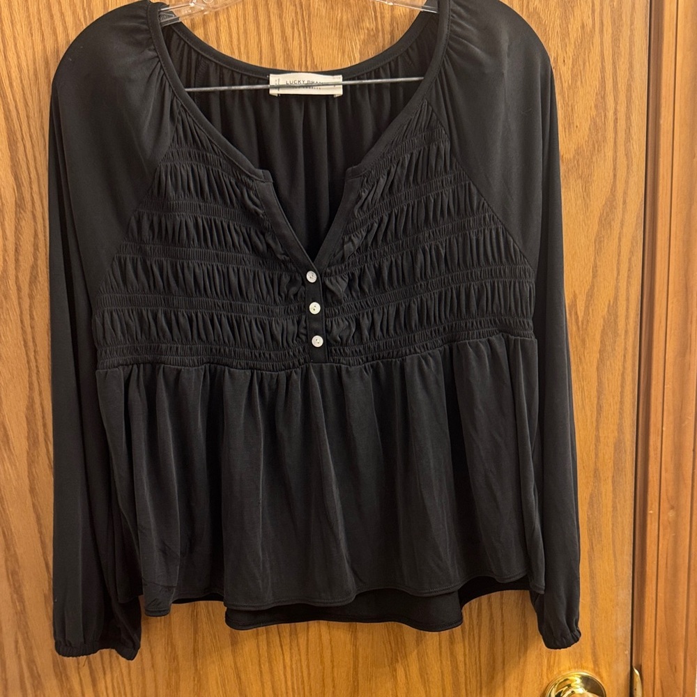 Vince Camuto Black Blouse with Button Detail